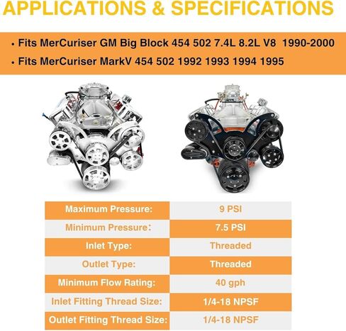 861677T 818383T 60932 مضخة الوقود البحرية الميكانيكية تناسب MerCuriser Mark V 454 502 GM Big Block 7.4L 8.2L V8 1992 93 94 95 1990-2000 لـ Sierra 18-8860 لـ Cater M60932 SP1288MP 77100 in Kuwait