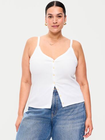 قميص كامي بدون أكمام بأزرار أمامية من Old Navy - زنابق بيضاء in Kuwait