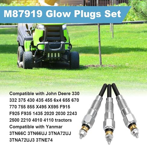 3 قطع شمعات توهج M87919 متوافقة مع John Deere 330 332 375 430 455 متوافقة مع Yanmar 3TN66C 3TN66UJ 3TNA72UJ استبدال 0-250-202-110، 0-250-202-014، 0-250-202-015، 0-250-202-016, 0-250-202-017 in Kuwait