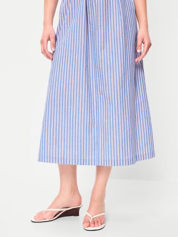 فستان قميص متوسط ​​الطول بدون أكمام بخصر ملفوف من Old Navy - شريط أزرق/أبيض/أحمر in Kuwait