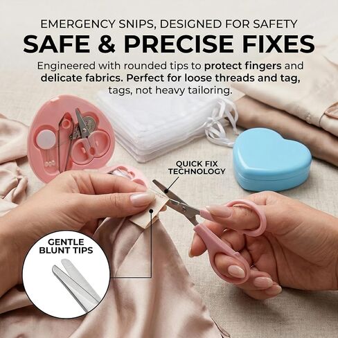 10 Sets Travel Sewing Kit Mini - Heart Shaped Mini Sewing Kit Bulk for Wedding Favors, Holiday Donation Boxes & Emergency Repairs - Portable Small Mending Set with Organza Gift Bags, Pink & Blue in Kuwait