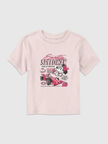 تي شيرت برسومات Old Navy Minnie Mouse Sweetie Speedway للأطفال الصغار - وردي in Kuwait