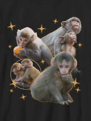 تي شيرت برسومات Y2K للأطفال من Old Navy Punch The Monkey - أسود in Kuwait