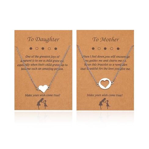 مجموعة أساور YALLNASL Mom Daughter Neckalce - هدية للأم والابنة من قلادات قلب الأم والابنة وأساور مطابقة للأم والابنة هدية للأم والابنة in Saudi Arabia