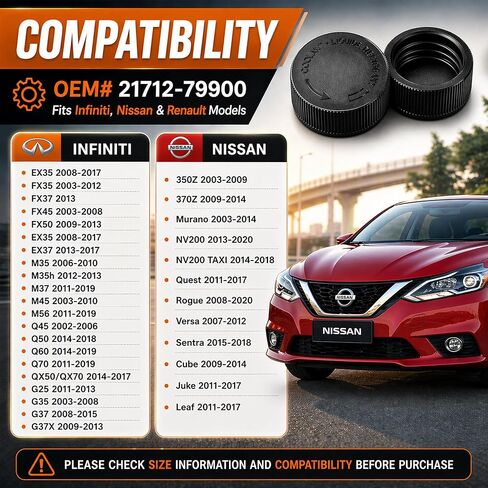 4PCS Coolant Reservoir Cap Replacement OEM# 21712-79900 - Radiator Overflow Coolant Reservoir Tank Cap Compatible with Nissan Murano, Rogue, Versa, Quest & Infiniti EX35, FX37, G35, M35 in Kuwait