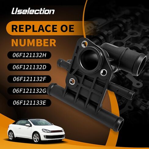 06F121132H 902-5157 مخرج مياه سائل تبريد المحرك متوافق مع سيارات فولكس فاجن وأودي - جيتا/باسات 2006-2008، Eos 2007-2009، GTI/A3 2006-2008، TT 2008-2009، TT Quattro 2009 2011-2014 06F121132D 06F121132G in Kuwait