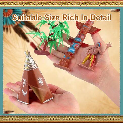 70 Pcs Native American Indians Figures Powhatan Indians Action Figure Diorama Include Plastic Figures Trees Animals Models for Historical Education School Project Birthday Home Decoration Party Favors in Kuwait
