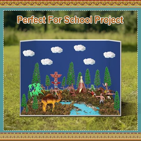 70 Pcs Native American Indians Figures Powhatan Indians Action Figure Diorama Include Plastic Figures Trees Animals Models for Historical Education School Project Birthday Home Decoration Party Favors in Kuwait