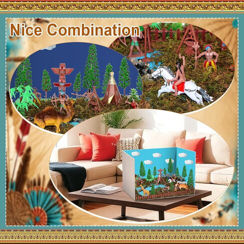 70 Pcs Native American Indians Figures Powhatan Indians Action Figure Diorama Include Plastic Figures Trees Animals Models for Historical Education School Project Birthday Home Decoration Party Favors in Kuwait