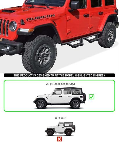 Tuxtreme الفولاذ المقاوم للصدأ أنابيب Nerf Bars Drop Steps Rock Guards متوافق مع Jeep Wrangler JL 4Dr 18-26 in Kuwait