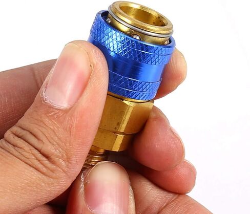banapoy Solid Brass Auto Car Quick Coupler Connectors for R134a Refrigeration Tank, Leakfree Connection, for A/C Diagnosis & Charging in Kuwait