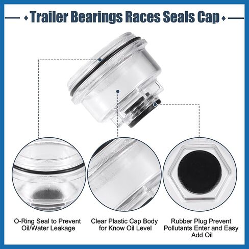 4 Pcs 3.75" Trailer Oil Cap Kit Oil Bath Dust Cap Plugs for AL/KO Oil Bath Axles 3-3/4" O.D. Trailer Bearings Races Seals Caps Oil Bath Trailer Hub Threaded Cap Item Replacement in Kuwait