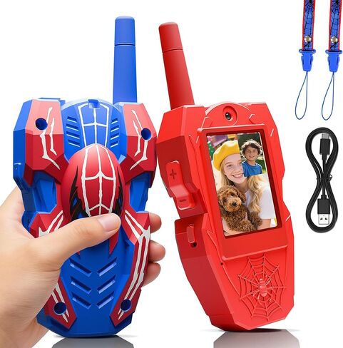 Video Walkie Talkies for Kids 2 Pack, Rechargeable Kids Walkie Talkies Ages 3-8 with HD Camera, Long Range Outdoor Toys for Boys Girls, Spider Toy Walkie Talkies,Easter Birthday Gifts in Kuwait