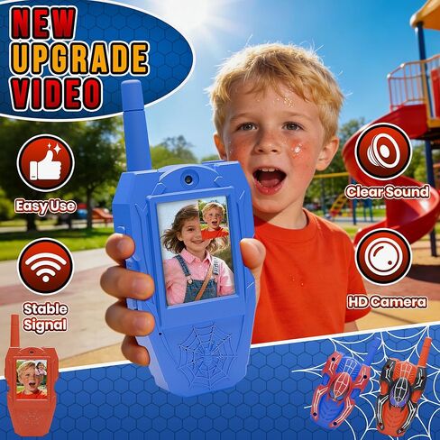 Video Walkie Talkies for Kids 2 Pack, Rechargeable Kids Walkie Talkies Ages 3-8 with HD Camera, Long Range Outdoor Toys for Boys Girls, Spider Toy Walkie Talkies,Easter Birthday Gifts in Kuwait