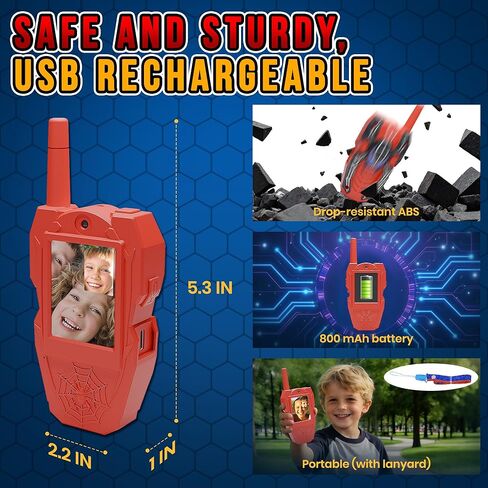 Video Walkie Talkies for Kids 2 Pack, Rechargeable Kids Walkie Talkies Ages 3-8 with HD Camera, Long Range Outdoor Toys for Boys Girls, Spider Toy Walkie Talkies,Easter Birthday Gifts in Kuwait