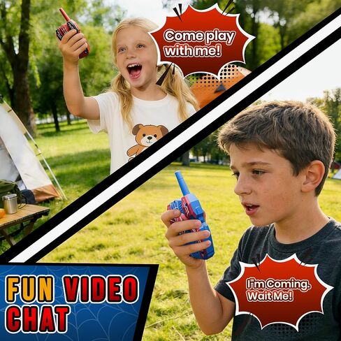 Video Walkie Talkies for Kids 2 Pack, Rechargeable Kids Walkie Talkies Ages 3-8 with HD Camera, Long Range Outdoor Toys for Boys Girls, Spider Toy Walkie Talkies,Easter Birthday Gifts in Kuwait