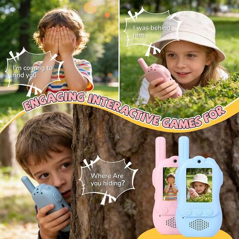 Video Walkie Talkies for Kids with 4 Voice Changers & 3 Video Uniforms, 2 Way Radio with Camera & Video Call, USB C Rechargeable, Includes 4 DIY Stickers, Birthday Toys Gifts for Boys Girls Ages 3-12 in Kuwait