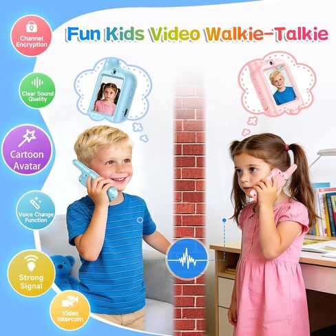 Video Walkie Talkies for Kids – Rechargeable Kids Walkie Talkies 2 Pack with Voice Changer & Cartoon Avatar, 1000 ft Range, Fun Toys for Outdoor Camping, Hiking, Birthday Gift for Boys Girls Ages 3-12 in Kuwait