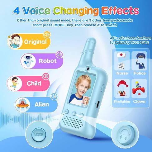 Video Walkie Talkies for Kids – Rechargeable Kids Walkie Talkies 2 Pack with Voice Changer & Cartoon Avatar, 1000 ft Range, Fun Toys for Outdoor Camping, Hiking, Birthday Gift for Boys Girls Ages 3-12 in Kuwait