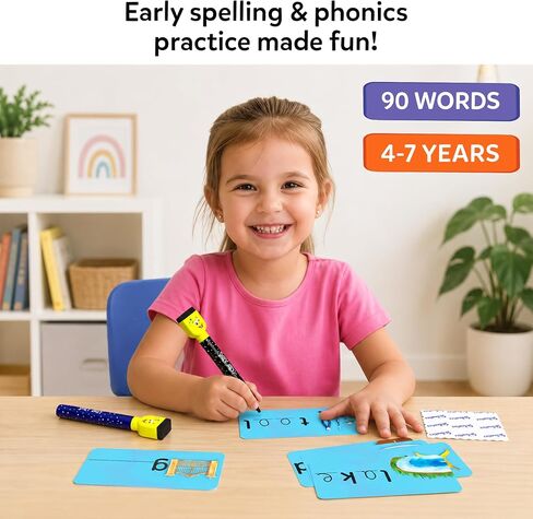 Skillmatics Spell Smarter – Phonics & Spelling Write and Wipe Flashcards, Learn to Read with CVC Words, Blends & Digraphs, Preschool Kindergarten Homeschool Activity, Gift for Kids Ages 4, 5, 6, 7 in Kuwait