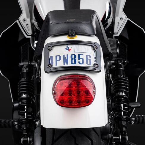 Gloss Black Motorcycle License Plate Mount Frame, Curved Laydown Style License Plate Frame Compatible with Harley 3-Hole Mount Models XL/FX/FL/FXR/FXD, 02-08 VTX1800R/S/T, 03-09 VTX1300R/S/T in Kuwait