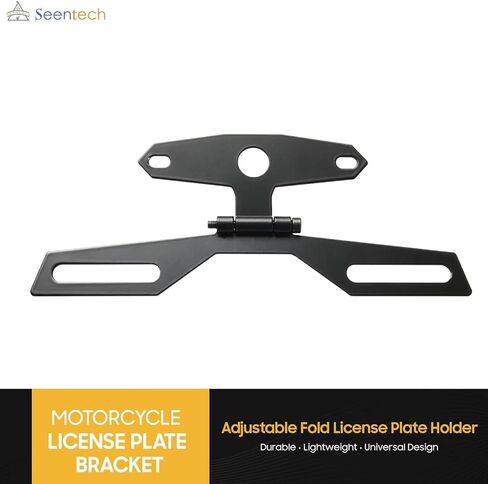 دعامة لوحة ترخيص الدراجة النارية من Seentech - حامل لوحة ترخيص عالمي قابل للتعديل وقابل للطي يناسب سكوتر ATV الترابية والدراجة النارية واستبدال ضوء خلفي للدراجة النارية in Kuwait