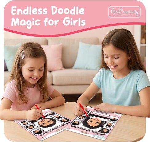 ArtCreativity Women Magnetic Drawing Face - 2 Pack - Vintage Retro Toys, Travel Toys for Kids, Magnet Drawing Doodle Board for Kids - Magnetic Toys Game, Travel Essentials Games for Ages 3+ in Kuwait