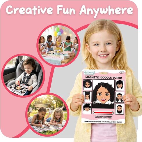 ArtCreativity Women Magnetic Drawing Face - 2 Pack - Vintage Retro Toys, Travel Toys for Kids, Magnet Drawing Doodle Board for Kids - Magnetic Toys Game, Travel Essentials Games for Ages 3+ in Kuwait