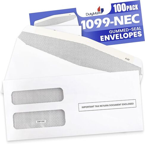 100 1099 NEC Tax Form Envelopes, Designed for Printed 1099 NEC Forms Self-Seal, Double-Window, Security Tinted, 100 Pack in Saudi Arabia