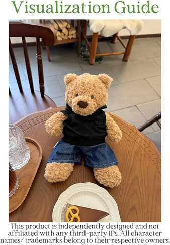 9-12"/30cm Teddybear Clothes Outfit: Black Hoodie + Denim Shorts Set for 12" Bashful Bunny, 11" Bumblybear,Medium Bartholomew Bear(NO Doll) in Kuwait