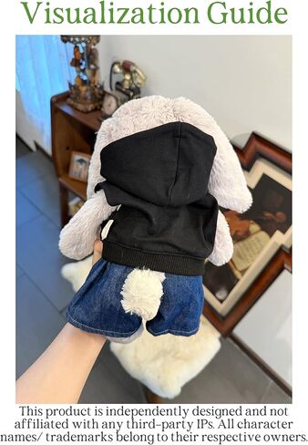 9-12"/30cm Teddybear Clothes Outfit: Black Hoodie + Denim Shorts Set for 12" Bashful Bunny, 11" Bumblybear,Medium Bartholomew Bear(NO Doll) in Kuwait