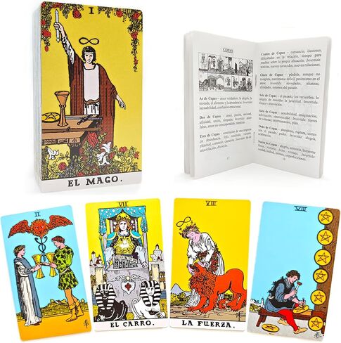Cartas del Tarot con Libro Guía en Español para Principiantes, Baraja de Tarot sin Bordes, Classic 78-Card Tarot Deck with Guide Book in Spanish, Borderless Tarot Deck in Kuwait