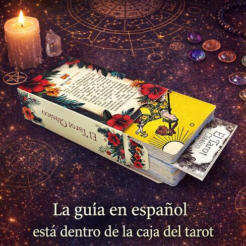 Cartas del Tarot con Libro Guía en Español para Principiantes, Baraja de Tarot sin Bordes, Classic 78-Card Tarot Deck with Guide Book in Spanish, Borderless Tarot Deck in Kuwait