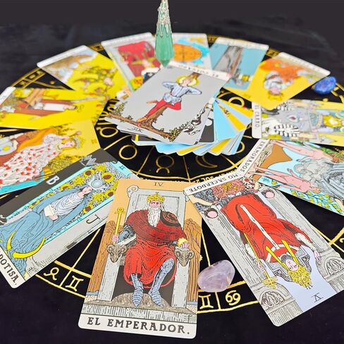 Cartas del Tarot con Libro Guía en Español para Principiantes, Baraja de Tarot sin Bordes, Classic 78-Card Tarot Deck with Guide Book in Spanish, Borderless Tarot Deck in Kuwait