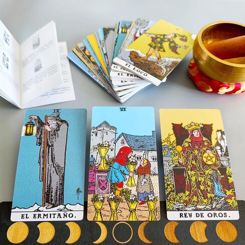 Cartas del Tarot con Libro Guía en Español para Principiantes, Baraja de Tarot sin Bordes, Classic 78-Card Tarot Deck with Guide Book in Spanish, Borderless Tarot Deck in Kuwait