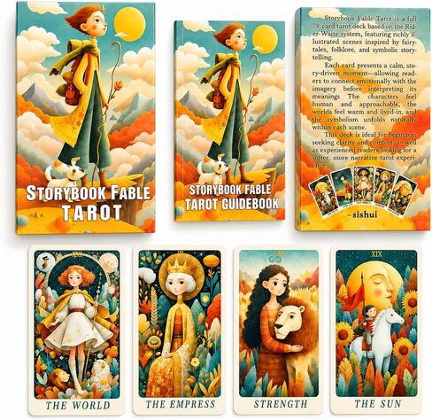 sishui Storybook Fable Tarot Deck, 78 Cards, Paper, 2.7 x 4.7 Inch, Fairytale Style, for Beginners and Experienced Readers in Kuwait