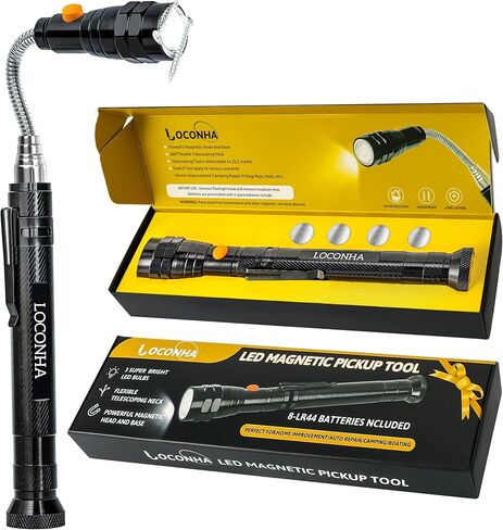 LOCONHA Magnetic Pickup Tool with LED Lights, Telescoping Magnet Flashlight, Cool Gadget Birthday Gifts Christmas Day Gifts for Men, Handyman, Husband, Boyfriend, Him, Father, Dad in Saudi Arabia