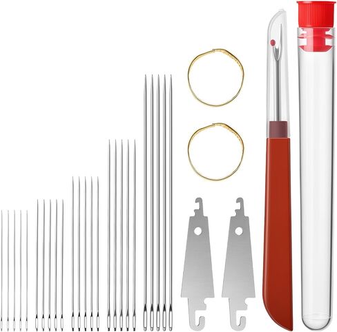 30 Pcs Large Eye Sewing Needles Stainless Steel Hand Sewing Needles for Embroidery 5 Size Easy Threading,Needle Sharp Large for Crafting, 2 Needle Threader 2 Thimble & 1 Thread Ripper in Kuwait