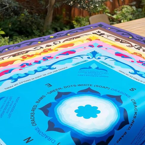 31.5" x 31.5" Mahjong Mat for Table with American Rules Printed, Non-Slip Noise Reduction Mah Jongg Mat with Carrying Bag & 3 Dice for Card, Board, Poker, Tile Games, Dominoes (Blue) in Kuwait