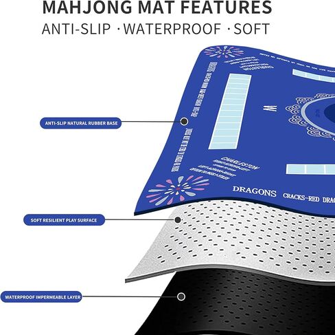 American Mahjong Mat for Table, 31.5" x 31.5" 3mm Thick Non Slip Rubber Mat, Waterproof Noise Reducing Foldable Mahjong Mat with Hanging Storage Bag in Kuwait
