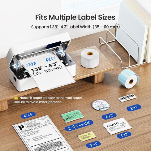Bluetooth Thermal Shipping Label Printer, 4x6 Portable Thermal Printer, Compatible with iPhone, Android, Windows and Mac, Works with USPS, UPS, Amazon, Shopify, Etsy (White), 1 Count in Kuwait