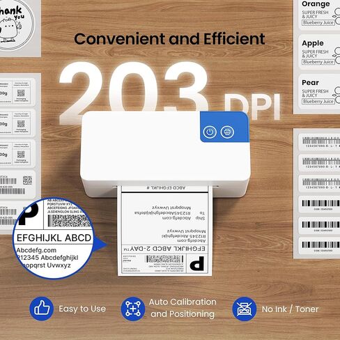 Bluetooth Thermal Shipping Label Printer, 4x6 Portable Thermal Printer, Compatible with iPhone, Android, Windows and Mac, Works with USPS, UPS, Amazon, Shopify, Etsy (White), 1 Count in Kuwait