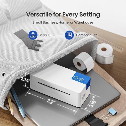 Bluetooth Thermal Shipping Label Printer, 4x6 Portable Thermal Printer, Compatible with iPhone, Android, Windows and Mac, Works with USPS, UPS, Amazon, Shopify, Etsy (White), 1 Count in Kuwait