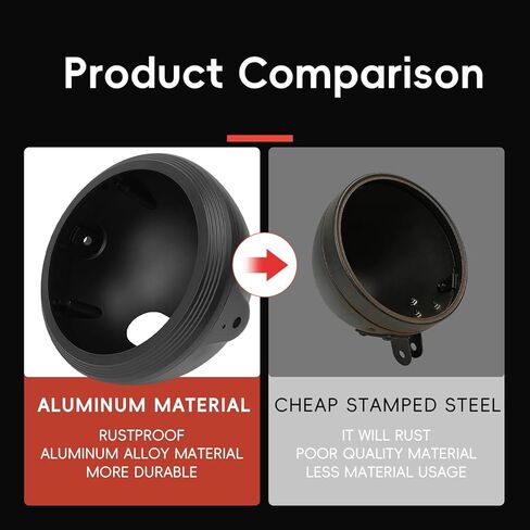 5.75" Motorcycle Headlight Housing Bucket Kit, CNC Aluminum Brackets 32–40mm (Fits 39mm Forks), Compatible with Harley Sportster 883 1200 Iron, Cafe Racer Bobber, Matte Black in Kuwait