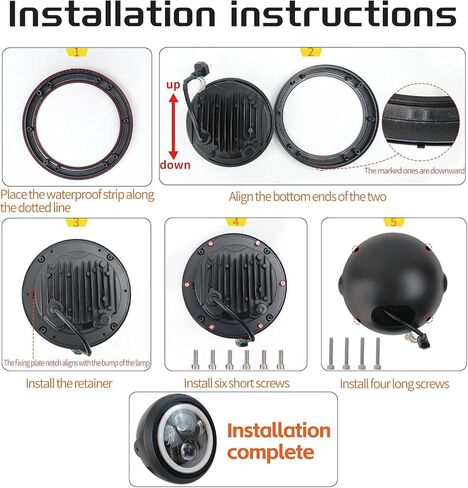 5.75" Motorcycle Headlight Housing Bucket Kit, CNC Aluminum Brackets 32–40mm (Fits 39mm Forks), Compatible with Harley Sportster 883 1200 Iron, Cafe Racer Bobber, Matte Black in Kuwait