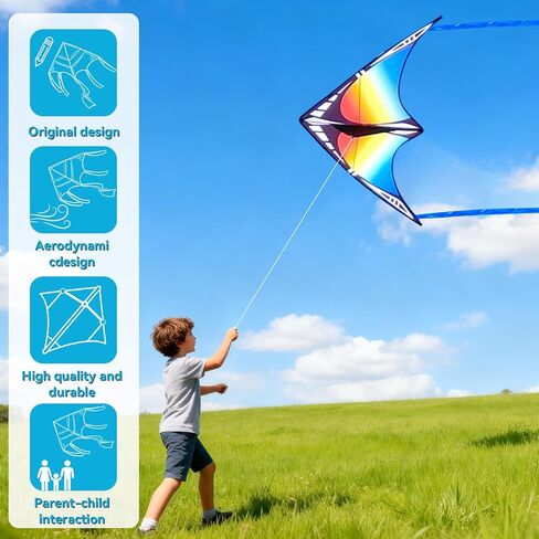 3Pack Large Kites - Butterfly Delta Dragonfly Kites for Kids and Adults, Easy to Fly for Each Park Outdoor Activities (Purple Butterfly+Rainbow Delta+Gold Dragonfly) in Kuwait