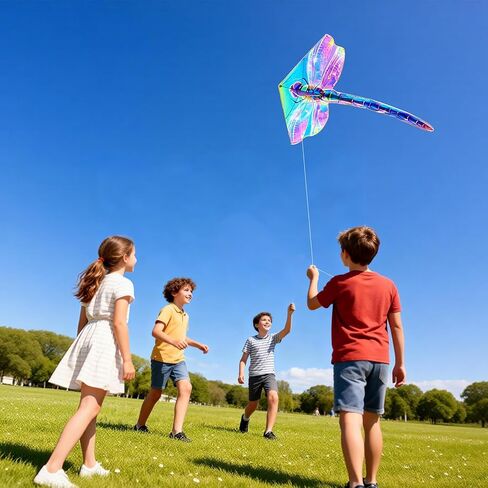 3Pack Large Kites - Butterfly Delta Dragonfly Kites for Kids and Adults, Easy to Fly for Each Park Outdoor Activities (Purple Butterfly+Rainbow Delta+Gold Dragonfly) in Kuwait