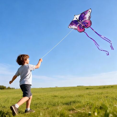 3Pack Large Kites - Butterfly Delta Dragonfly Kites for Kids and Adults, Easy to Fly for Each Park Outdoor Activities (Purple Butterfly+Rainbow Delta+Gold Dragonfly) in Kuwait