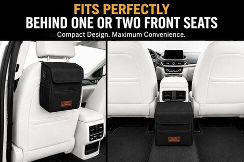 LuxMotive Car Trash Can – 3 Gallon Leakproof Waterproof Auto Trash Bin, Hanging Car Garbage Container with Lid & Storage Pockets, Foldable Car Organizer for Vehicle Interior (Black) in Kuwait