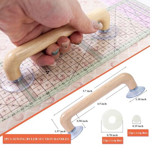 Quilting Ruler Grips, Wooden Handle with Strong Suction Cup Sewing Tools Handle for Quilting Patchwork Ruler Holder, Sewing, Cutting & Crafting Tools for Quilters in Kuwait